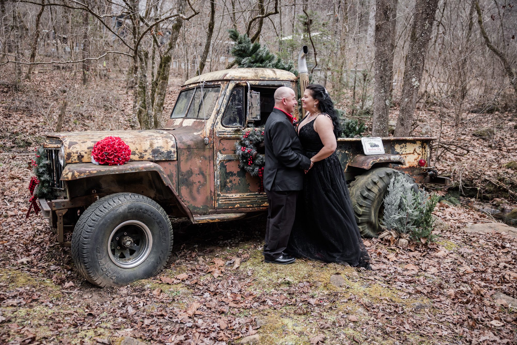 Rustic bride and groom portrait