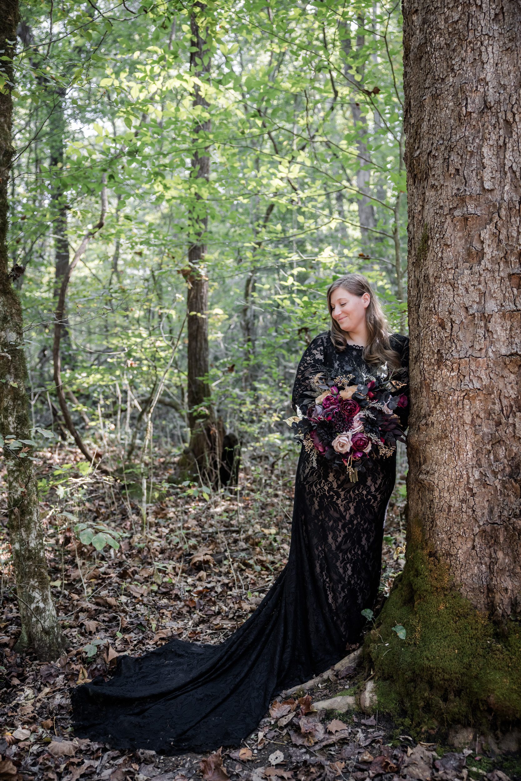 Black Wedding Dress and Dark Bouquet 