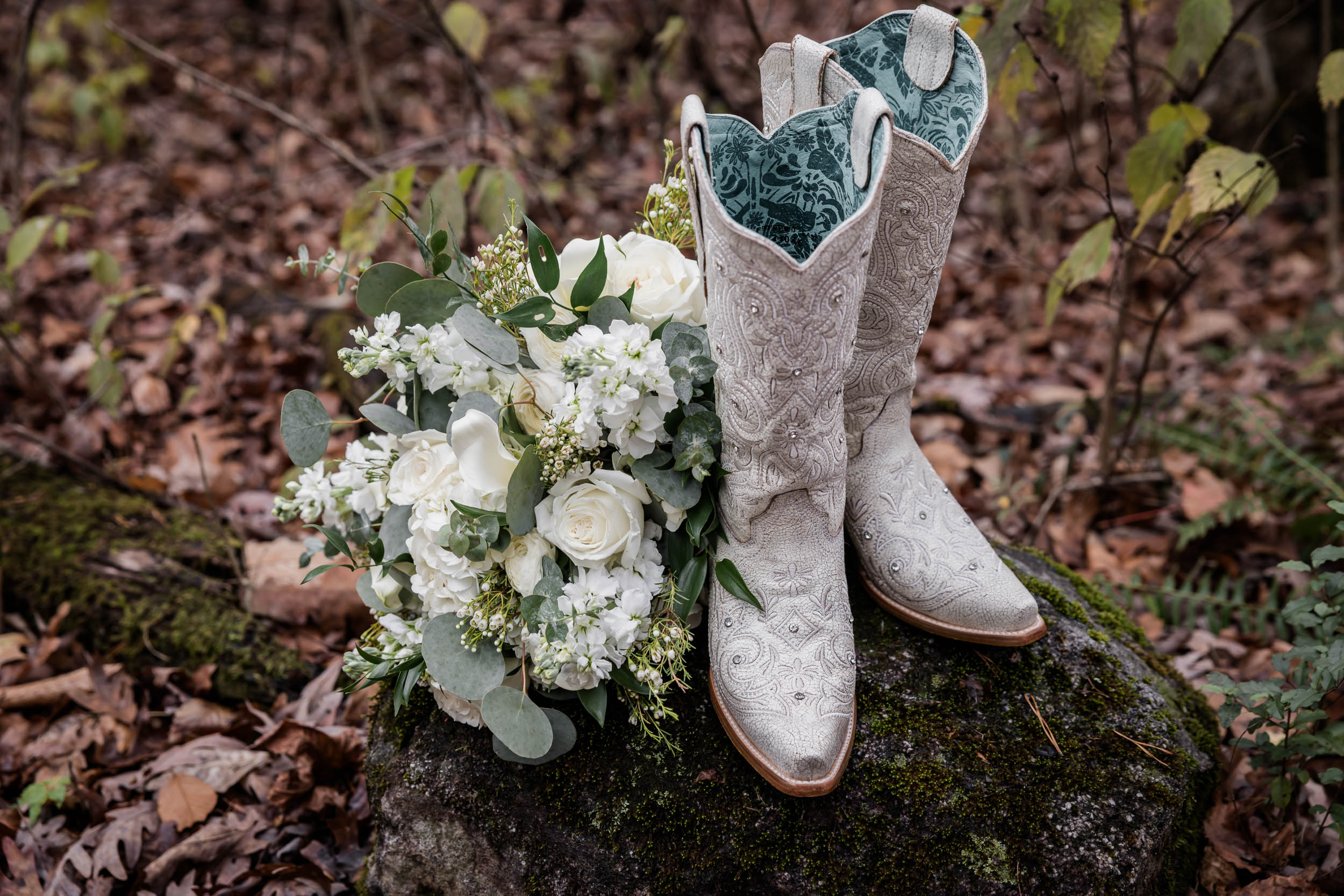 Wedding Bouquet and Wedding Boots 