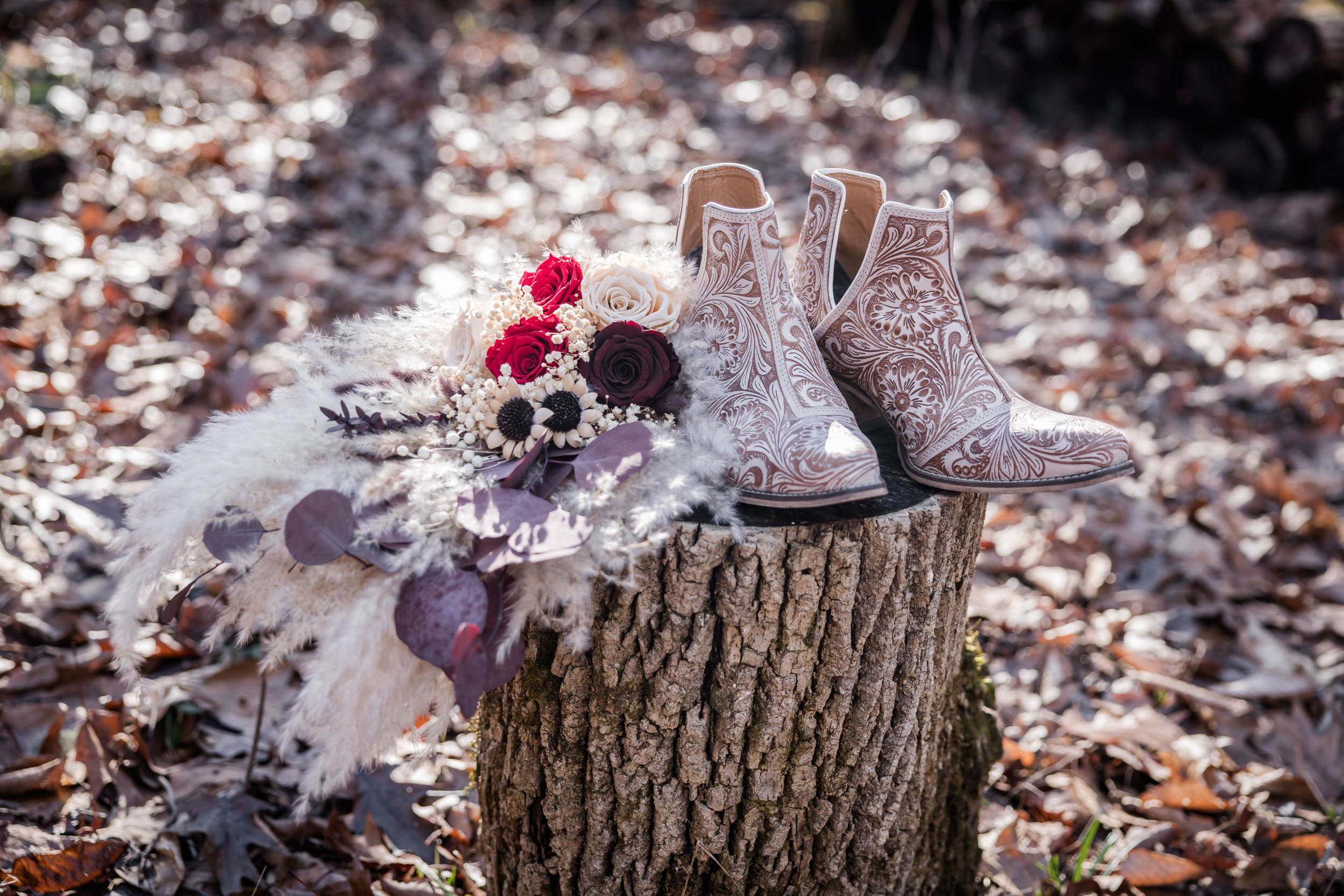 Wedding Bouquet and Wedding Boots 