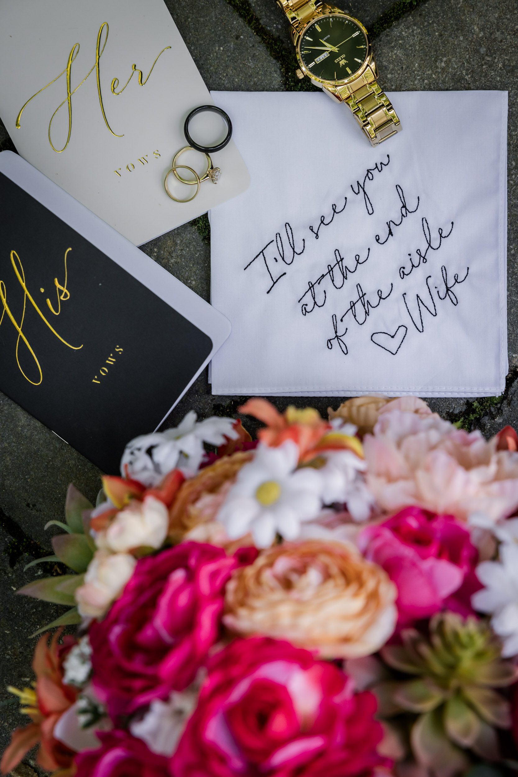 Wedding Rings, Wedding Vow Books, Wedding Bouquet