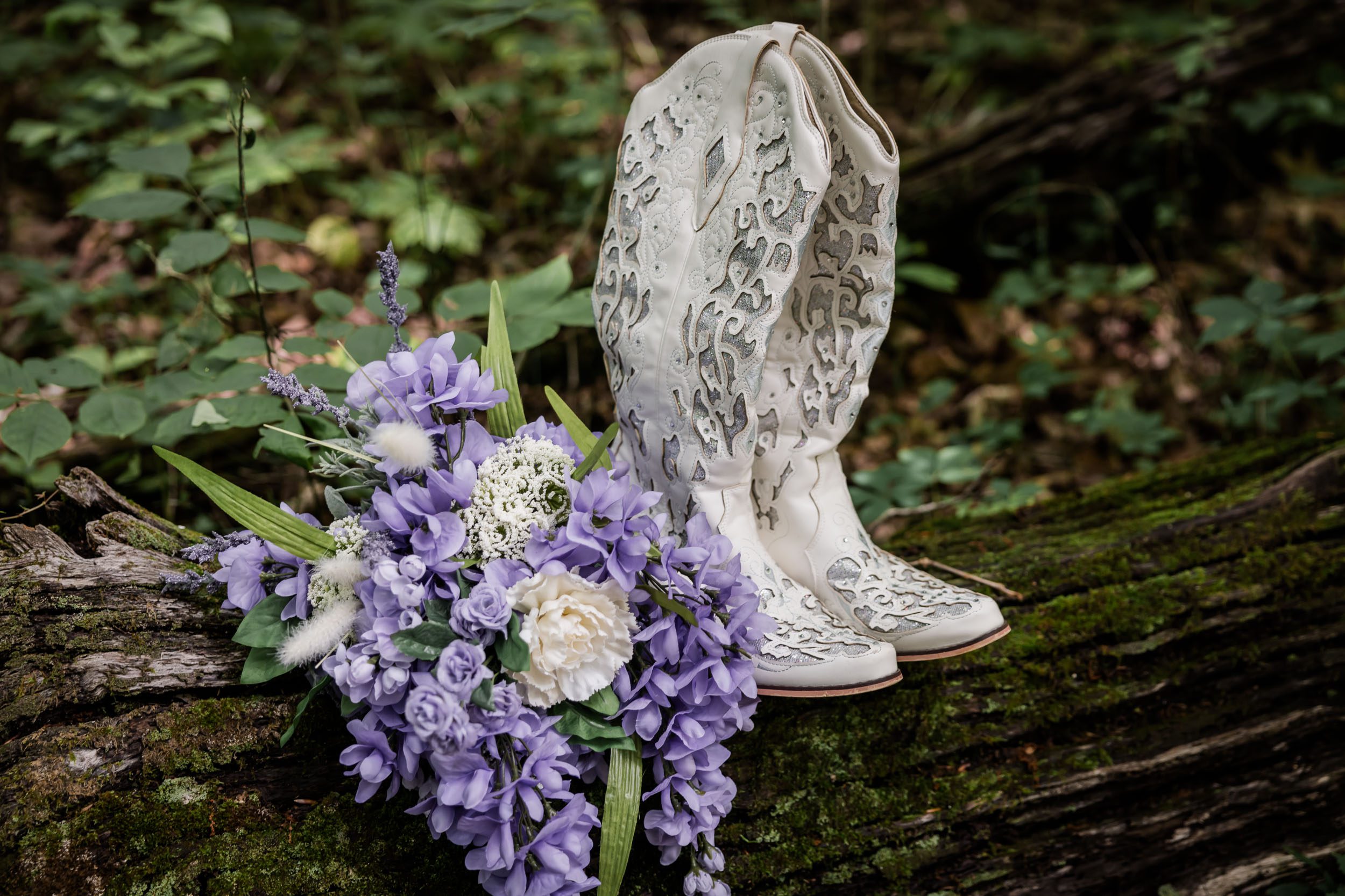 Wedding Bouquet and Wedding Boots