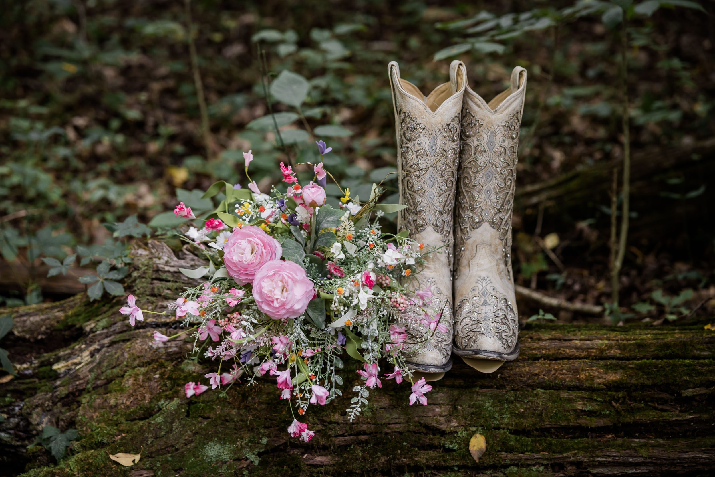 Wedding Boots and Wedding Bouquet 