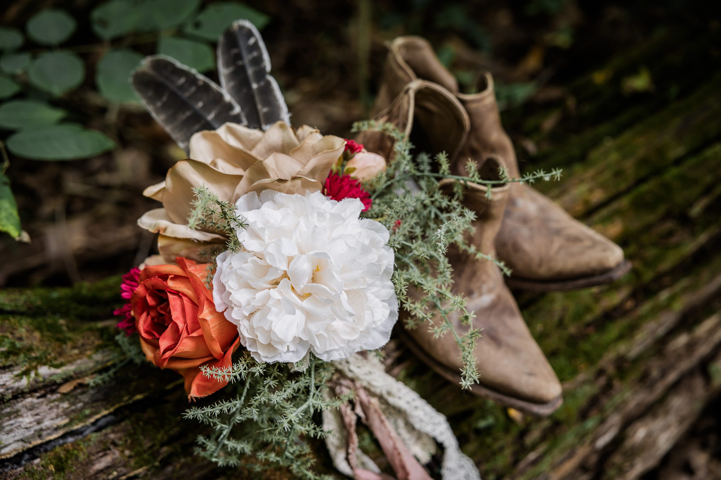 Wedding Bouquet and Wedding Boots 