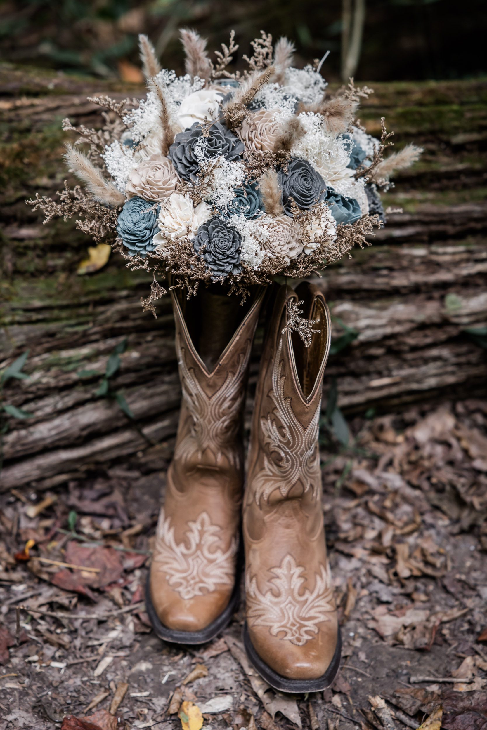 Wedding Bouquet and Wedding Boots 