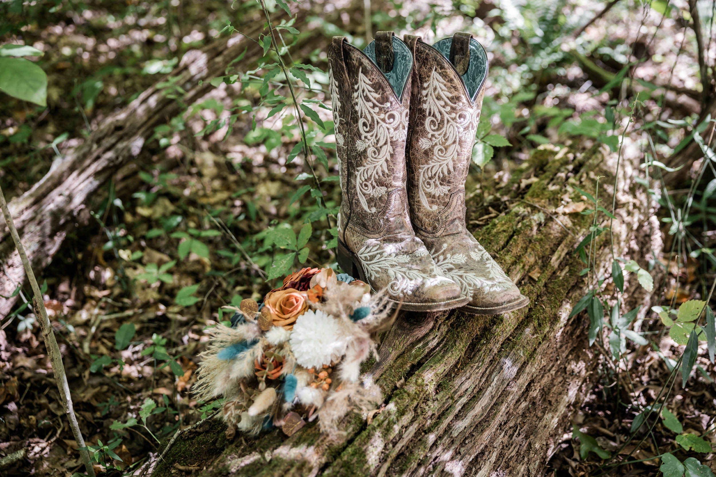 Wedding Bouquet and Wedding Boots 