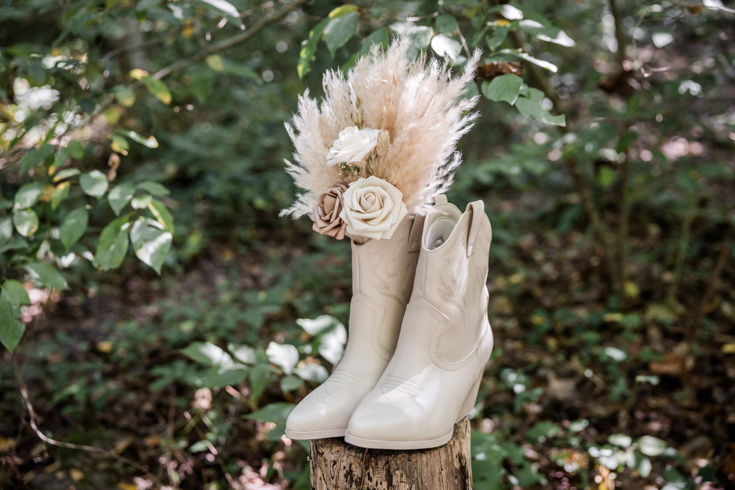 Wedding Bouquet and Wedding Boots