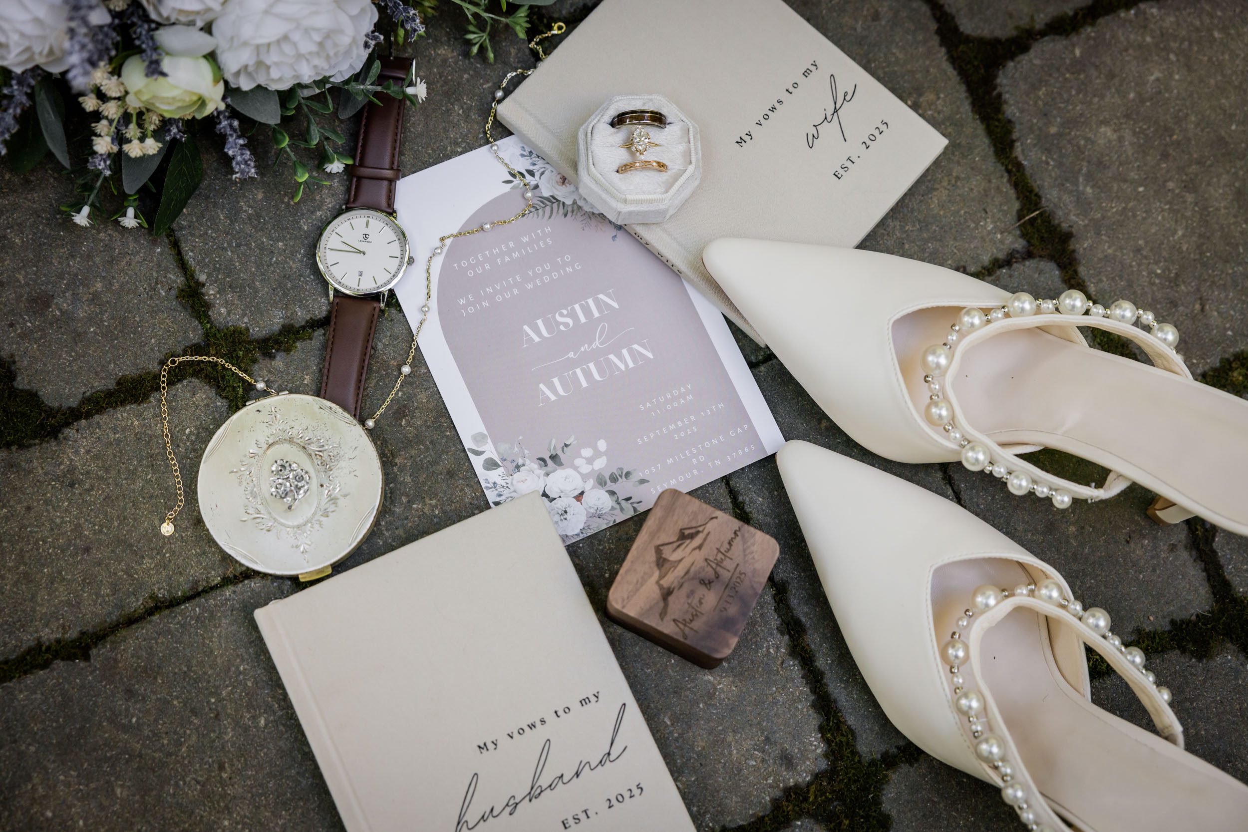 Wedding Shoes, Wedding Invitations, Wedding Rings, Vow Books 