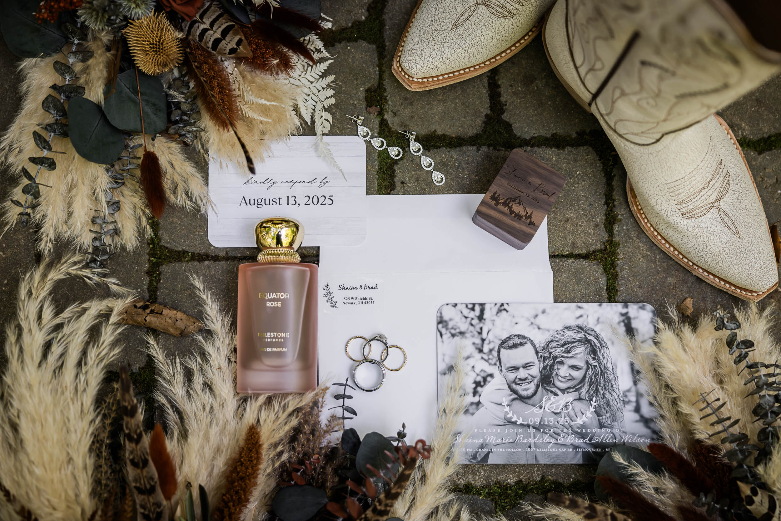 Wedding Rings, Wedding Invitations, Wedding Boots, Wedding Bouquet 