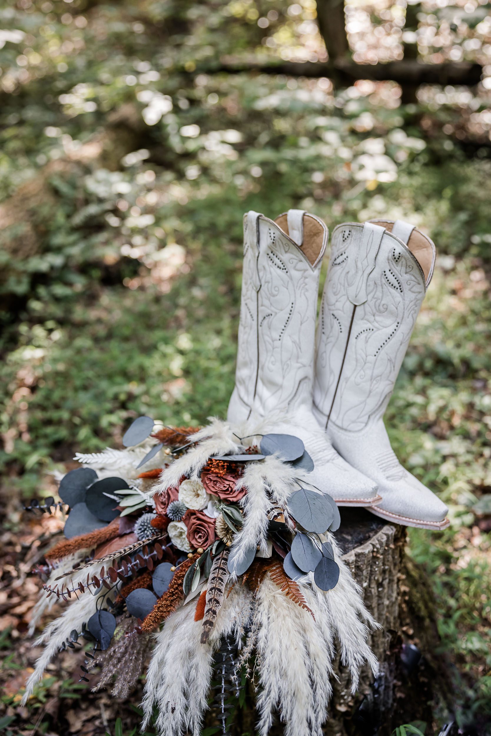Wedding Boots and Wedding Bouquet 