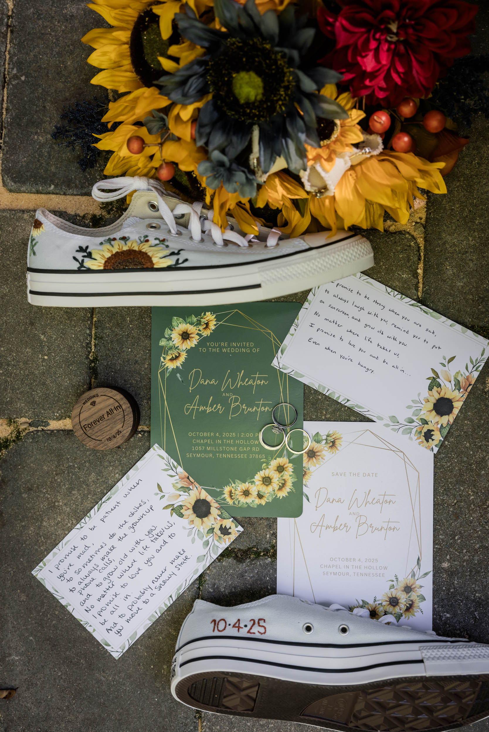 Custom Wedding Shoes, Wedding Rings, Wedding Bouquet 