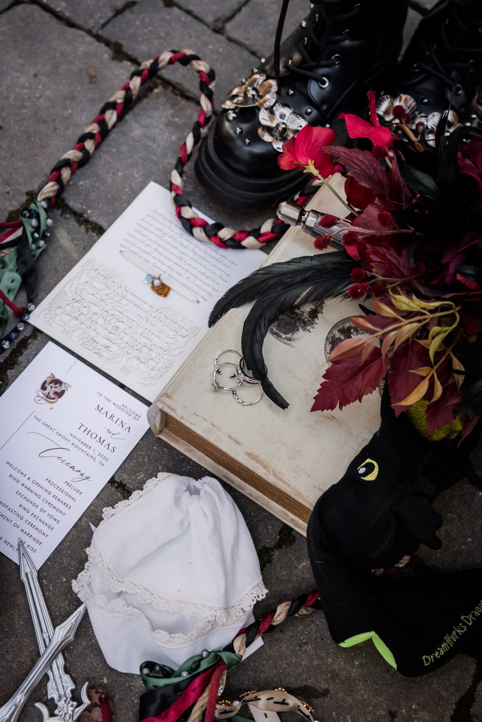 Wedding Rings, Wedding Invitations, Handfasting Cord Wedding Boots 