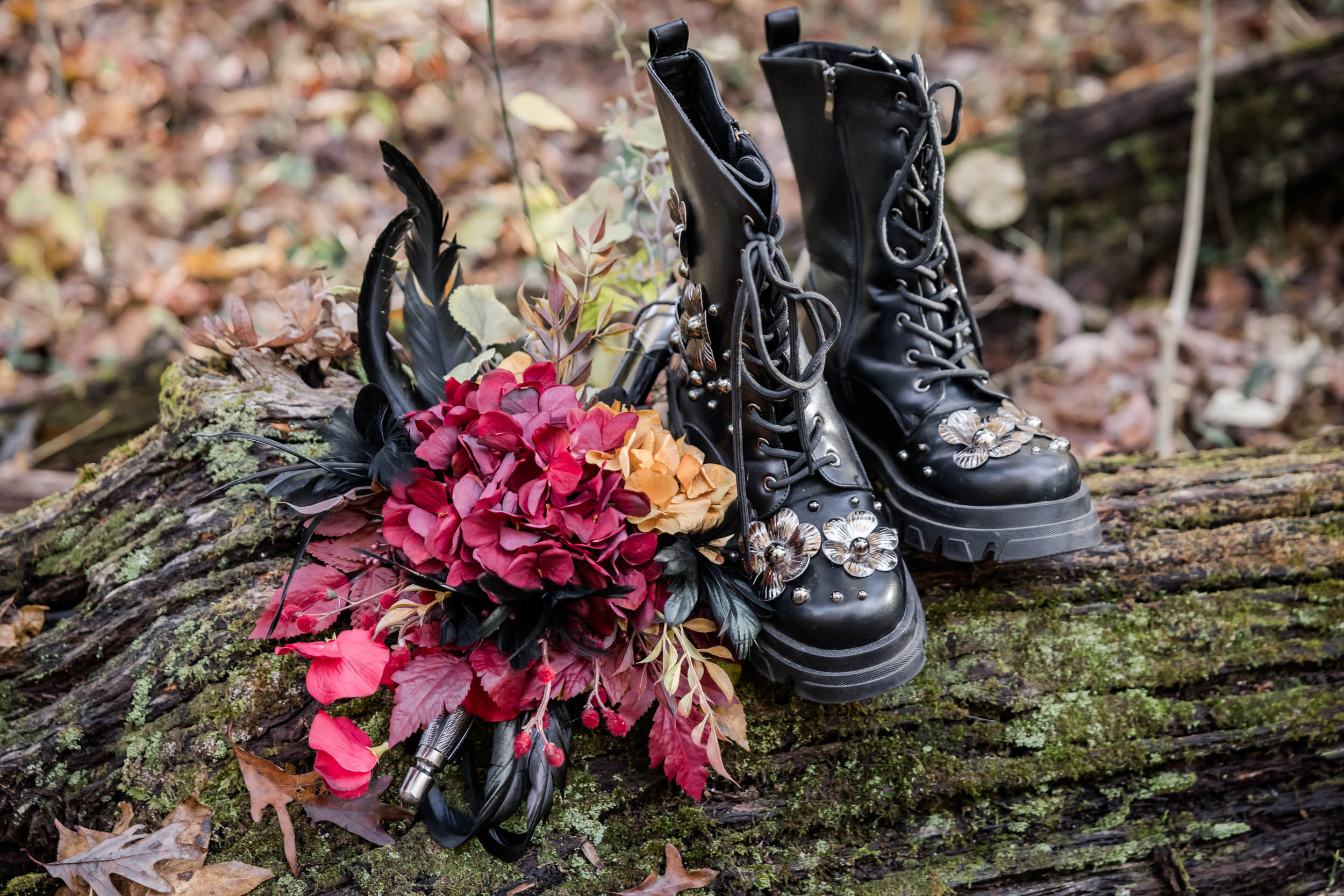 Wedding Boots and Wedding Bouquet 