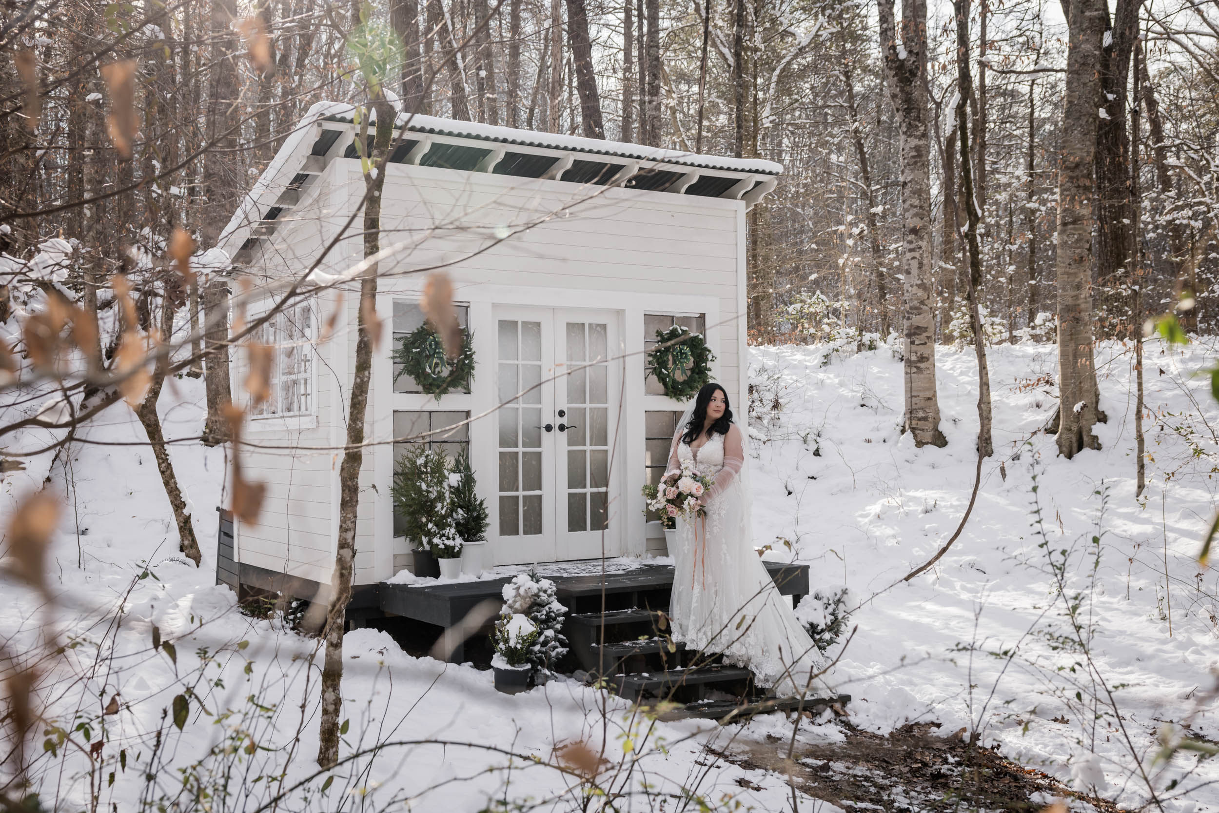 Snowy Smoky Mountain Elopement Bridal Photographer 