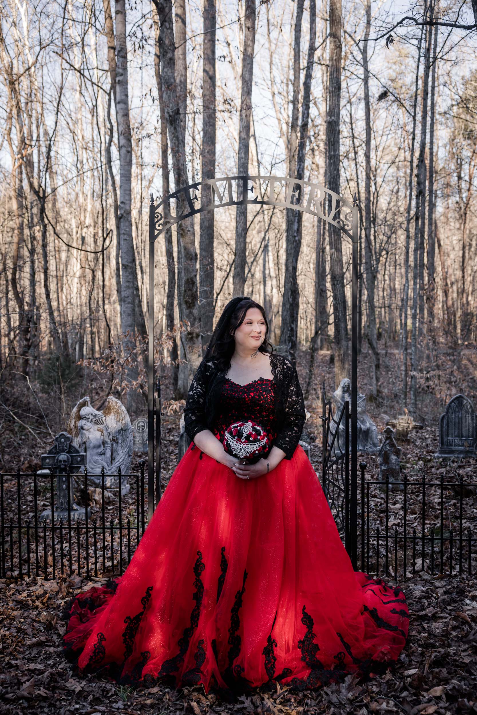 Cemetery Red Wedding Dress 