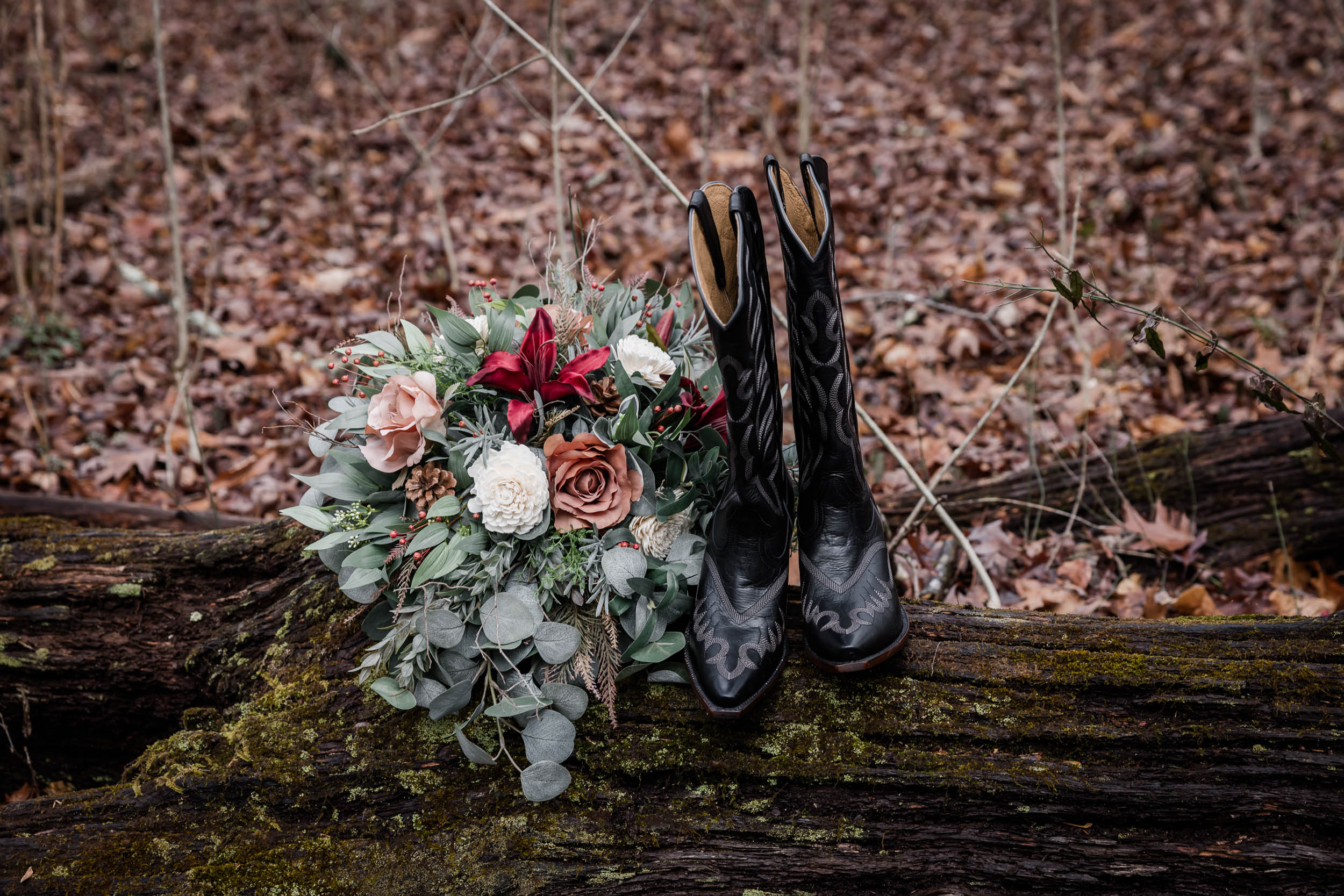 Wedding Boots and Wedding Bouquet 