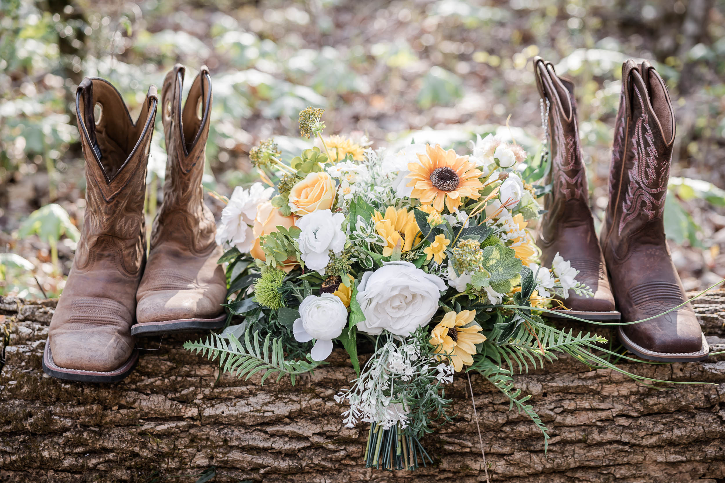 Wedding Boots and Wedding Bouquet 