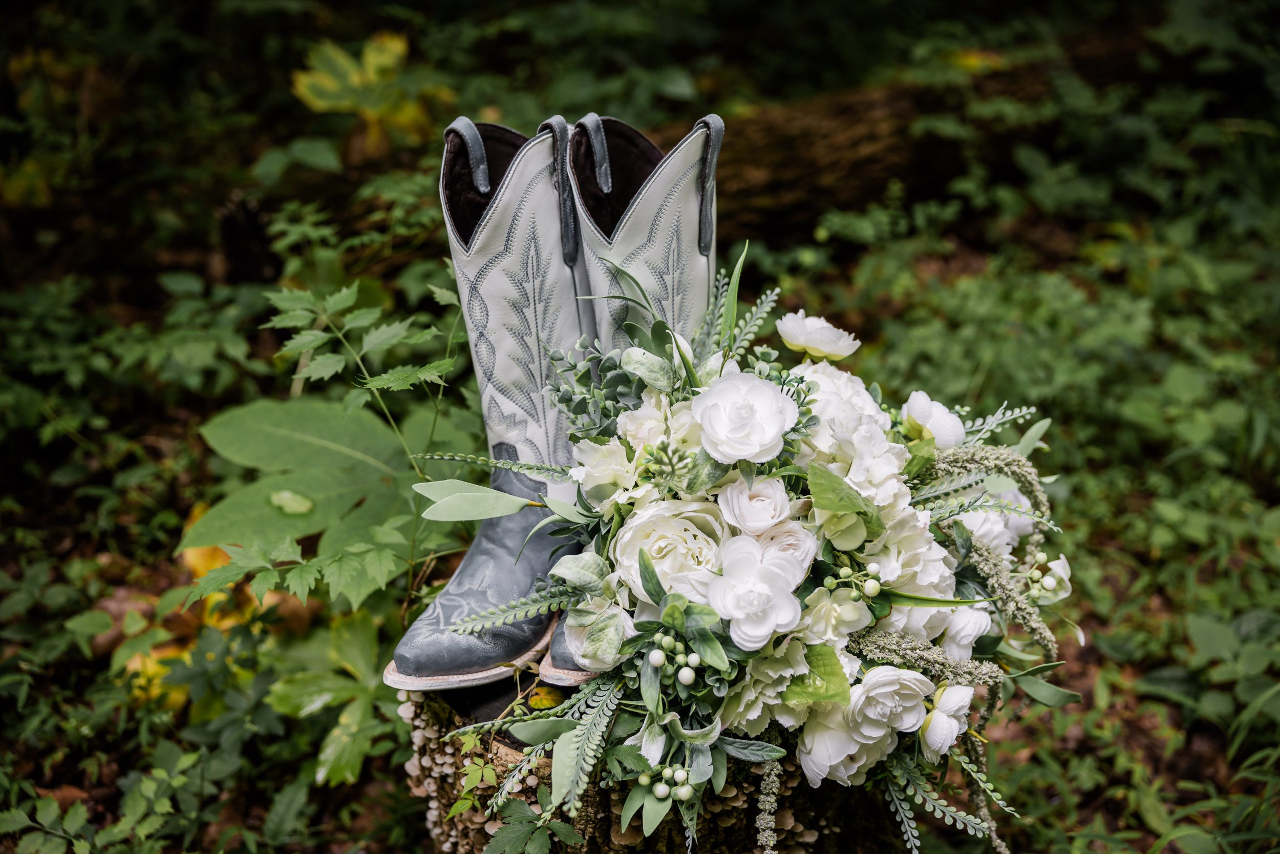 Wedding Boots and Wedding Bouquet 