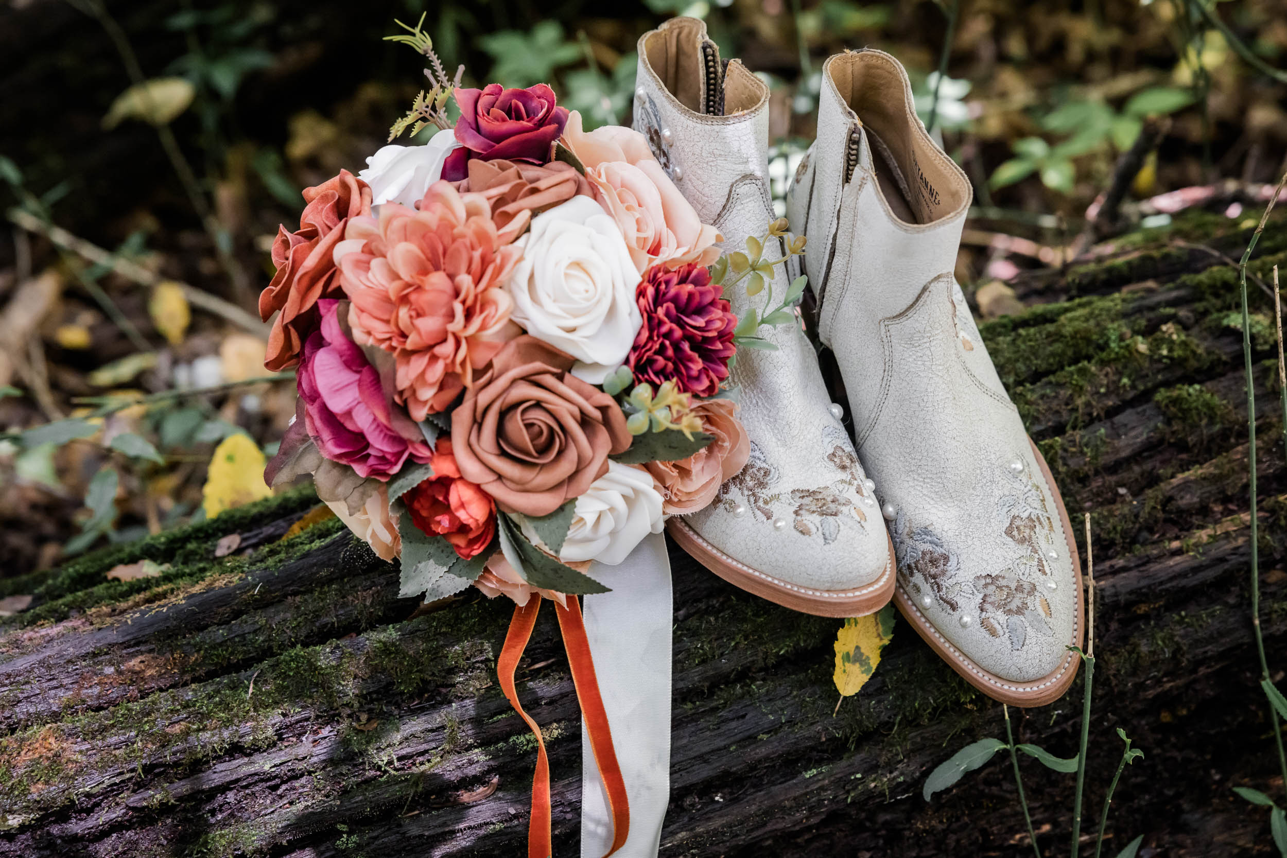Wedding Bouquet and Wedding Boots 