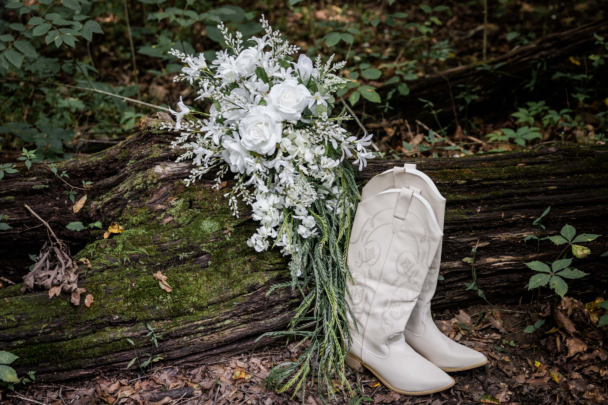 Wedding Boots and Wedding Bouquet 