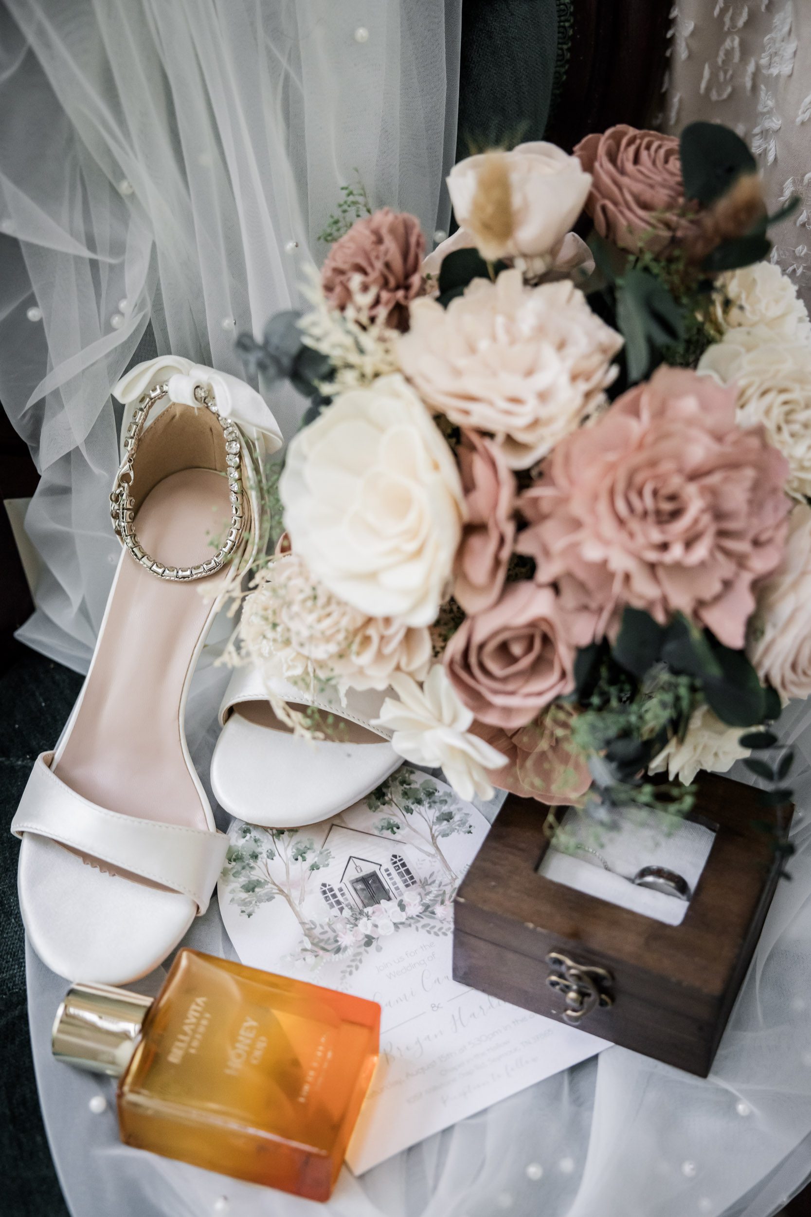 Wedding Shoes, Wedding Rings, Wedding Bouquet 