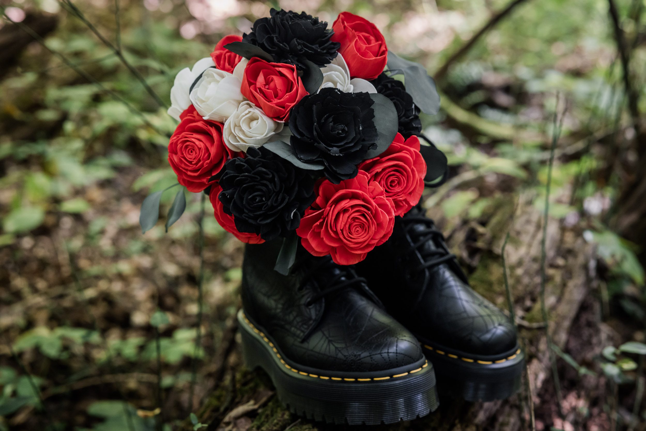 Wedding Bouquet and Wedding Boots 