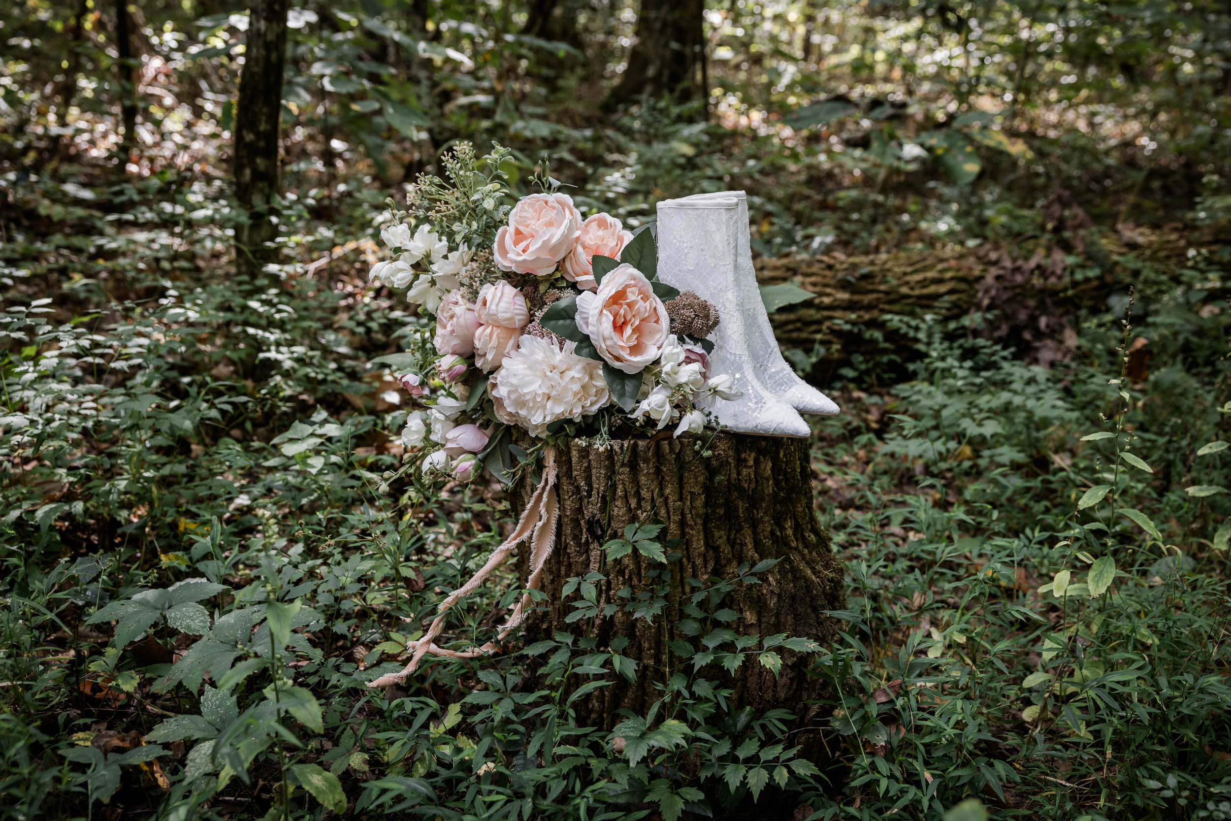 Wedding Bouquet and Wedding Boots
